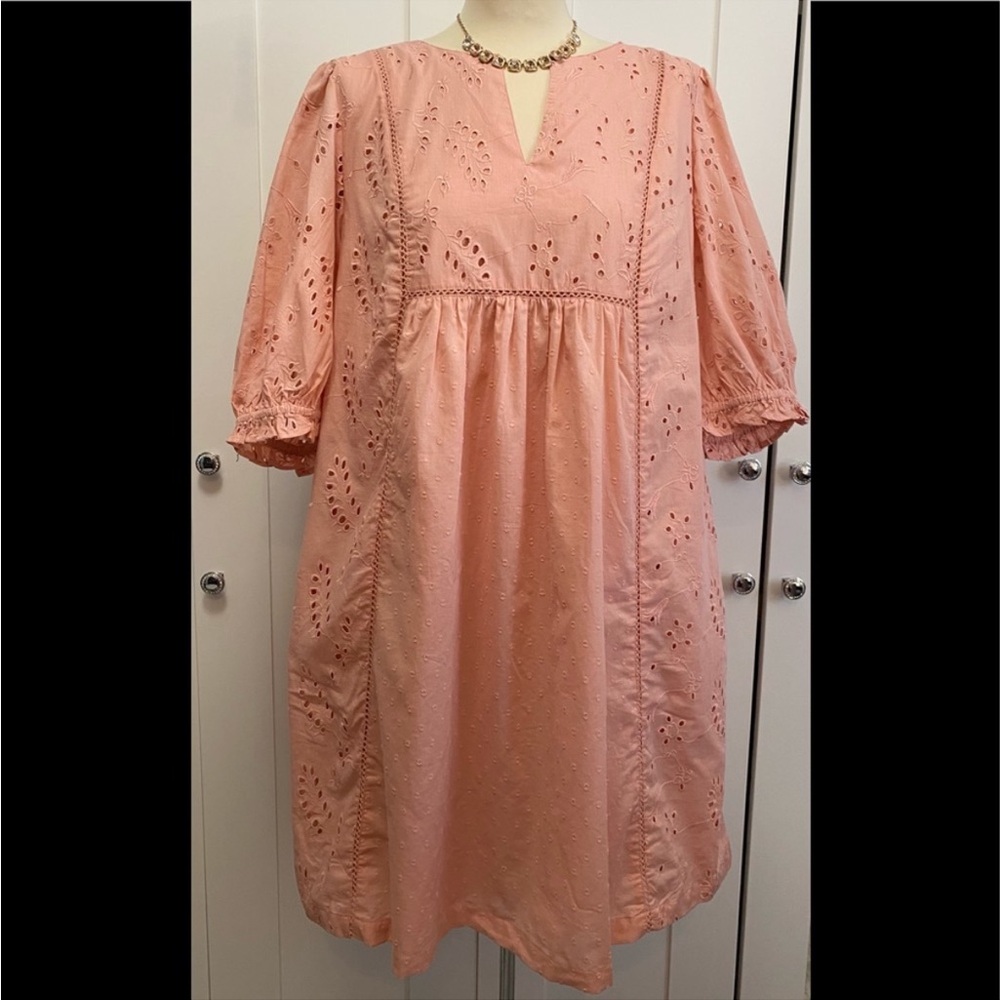 XXL Pink Eyelet Dress With Half Sleeves NEW!